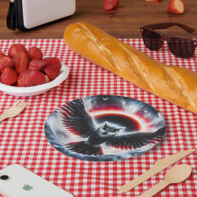 Mystical Cosmic Celestial Owl Paper Plate (Picnic)
