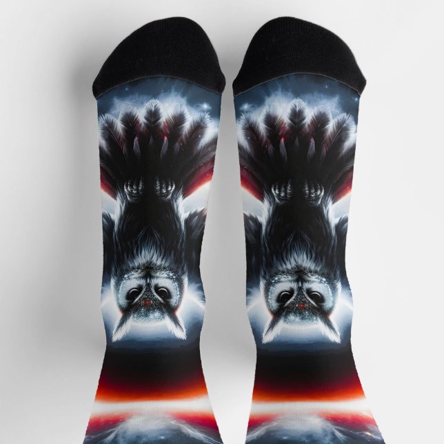 Mystical Cosmic Celestial Owl Socks (Top)