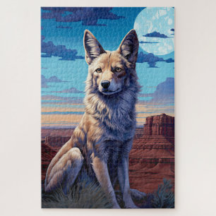 Mystical Coyote Southwestern Themed Jigsaw Puzzle