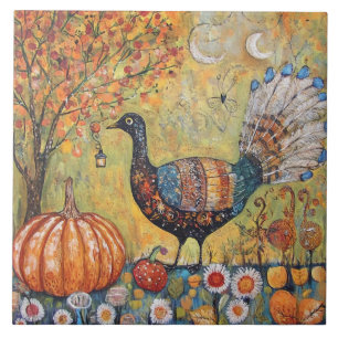 Mystical Crescent Moon Fall Turkey Tile