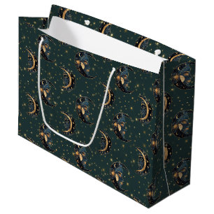 Mystical Crescent Moon Star Pattern Large Gift Bag