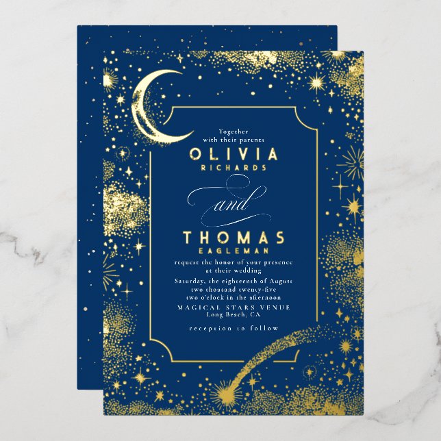 Mystical Crescent Moon Starry Night Boho Wedding (Front/Back)