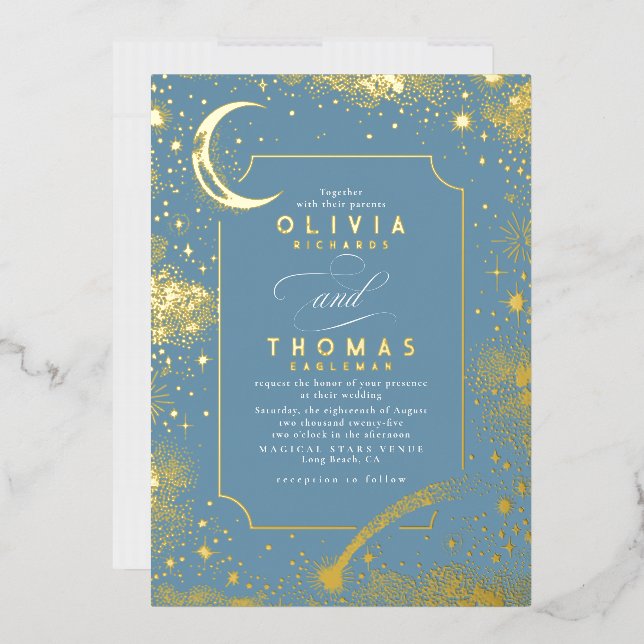 Mystical Crescent Moon Starry Night Boho Wedding (Envelope)