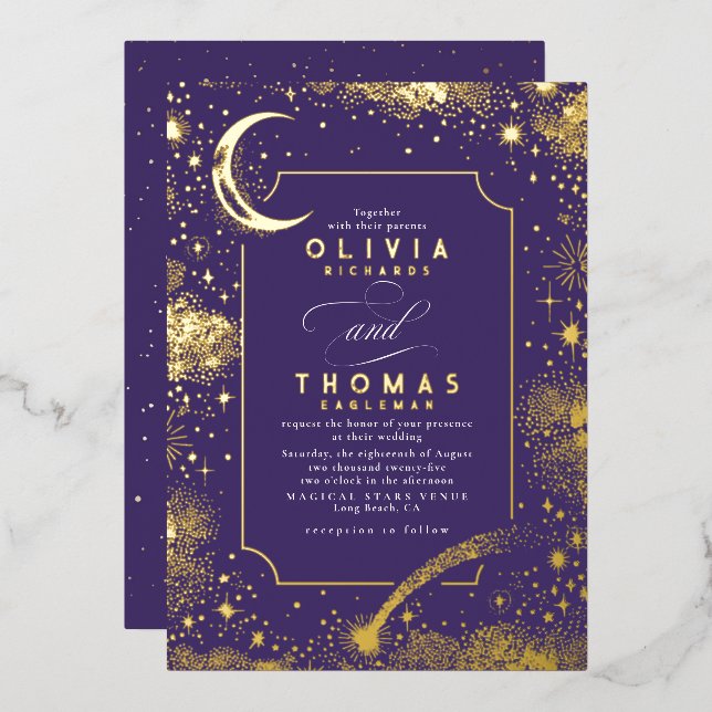 Mystical Crescent Moon Starry Night Boho Wedding (Front/Back)