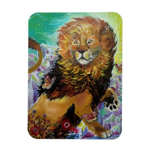 Mystical Crystal Lion Painting "New Worlds" Magnet