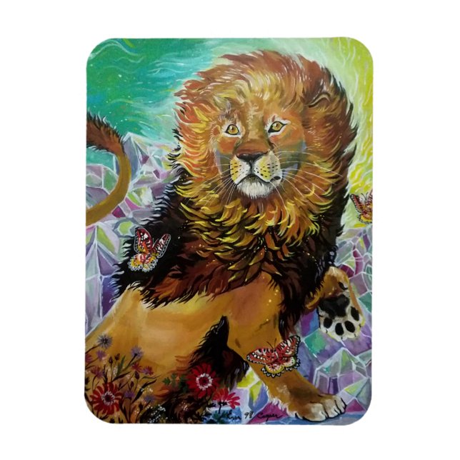 Mystical Crystal Lion Painting "New Worlds"  Magnet (Vertical)