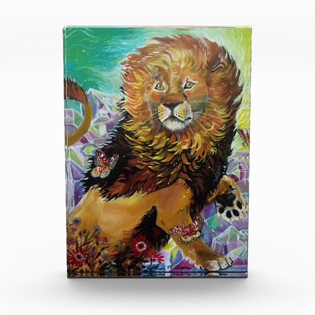 Mystical Crystal Lion Painting "New Worlds" Photo Block (Front)