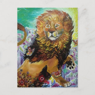 Mystical Crystal Lion Painting "New Worlds" Postcard
