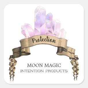 Mystical Crystal White Protection Spell Labels