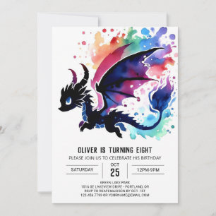 Mystical Cute Dragon Birthday Custom Invitation