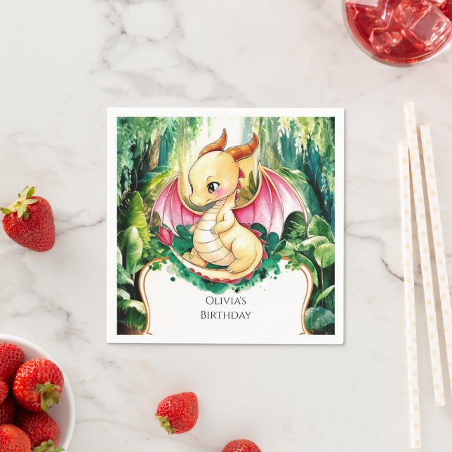 Mystical Cute Dragon Birthday  Napkin (Insitu)