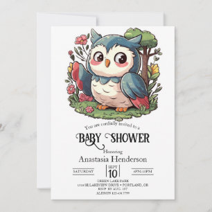 Mystical Cute Owl Baby Shower Invitation