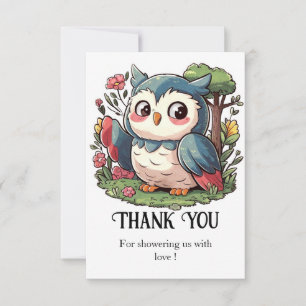 Mystical Cute Owl Baby Shower Thank You Card