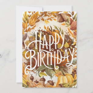 Mystical Cute Season Autumn Fall Happy Birthday Card