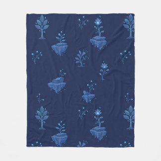Mystical Cyberpunk Botanical Elements in Midnight Fleece Blanket