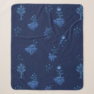 Mystical Cyberpunk Botanical Elements in Midnight Sherpa Blanket
