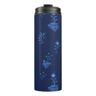 Mystical Cyberpunk Botanical Elements in Midnight Thermal Tumbler