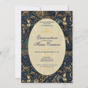 Mystical Dark Academia Quinceanera tiara Invitation