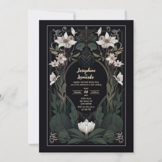 Mystical Dark Art Nouveau Wedding Invitation
