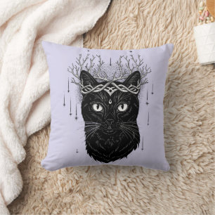 mystical dark cat  cushion