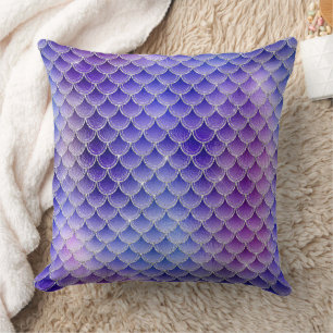 Mystical Dark Mermaid Scales & Ocean Trident illow Cushion