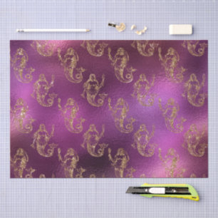 Mystical Dark Mermaid Scales & Ocean Trident illow Tissue Paper