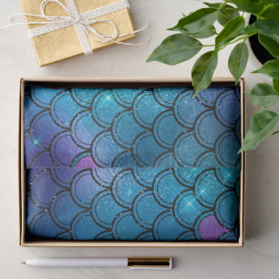 Mystical Dark Mermaid Scales & Ocean Trident illow Tissue Paper