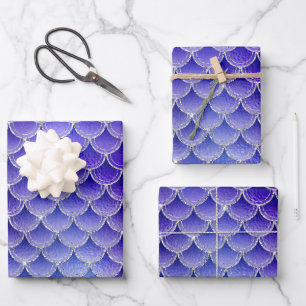 Mystical Dark Mermaid Scales & Ocean Trident illow Wrapping Paper Sheet