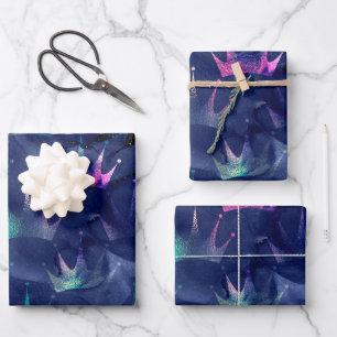 Mystical Dark Mermaid Scales & Ocean Trident illow Wrapping Paper Sheet