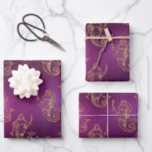 Mystical Dark Mermaid Scales & Ocean Trident illow Wrapping Paper Sheet