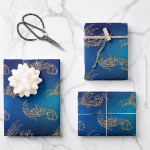 Mystical Dark Mermaid Scales & Ocean Trident illow Wrapping Paper Sheet