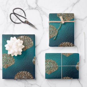 Mystical Dark Mermaid Scales & Ocean Trident illow Wrapping Paper Sheet