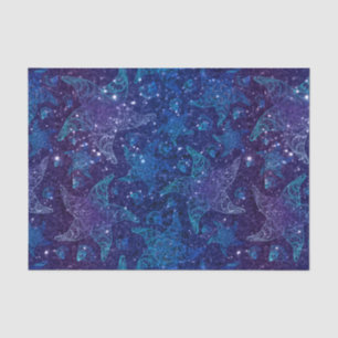 Mystical Deep blue starfish on glitters Tissue Paper
