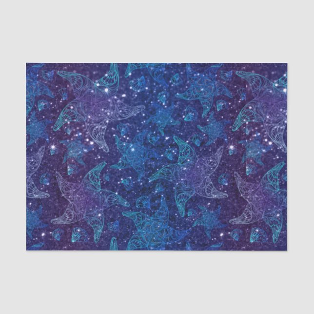 Mystical Deep blue starfish on glitters Tissue Paper (Front)