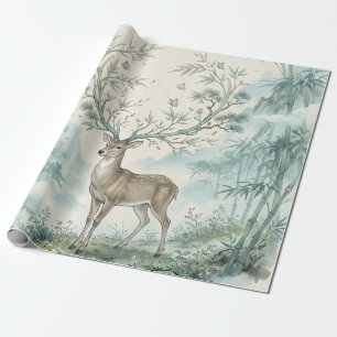 Mystical Deer Forest Watercolor Art Wrapping Paper