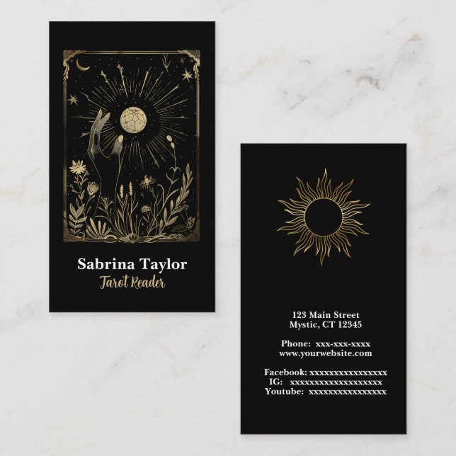 Mystical design on black business card (Front/Back)