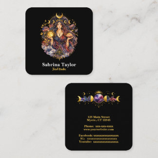 Mystical design on black square business card