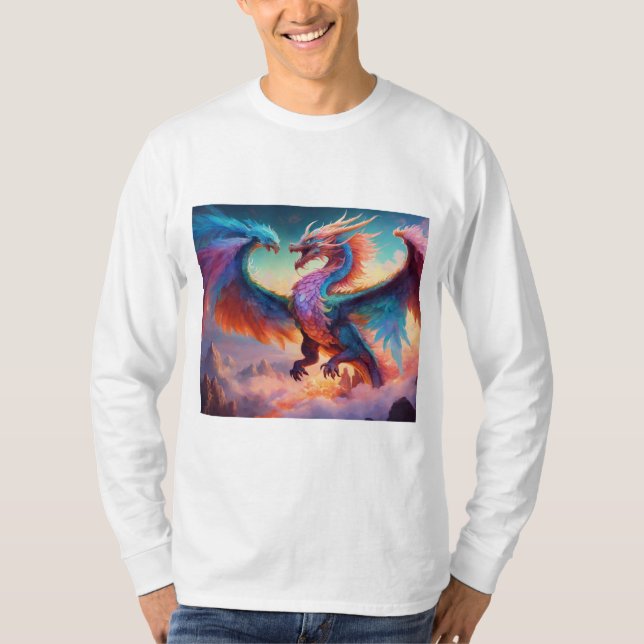 Mystical Dragon and Phoenix Painting Tshirt (Front)