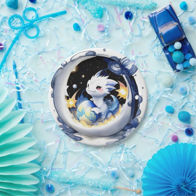 Mystical Dragon Baby Shower Paper Plate (Party)