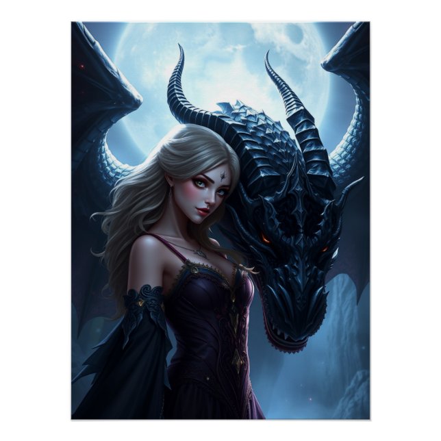 Mystical Dragon Fantasy Art  Poster (Front)