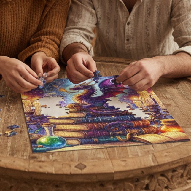 Mystical Dragon Wizard Books Jigsaw Puzzle (Creator Uploaded)