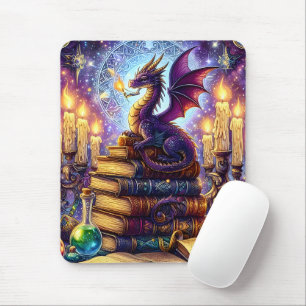 Mystical Dragon Wizard Books Mouse Mat