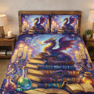 Mystical Dragon Wizard Books Pillowcase