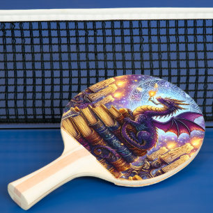 Mystical Dragon Wizard Books Ping Pong Paddle