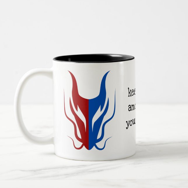 Mystical Dragoon Fantasy Warrior Two-Tone Coffee Mug (Left)