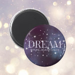 Mystical Dream Dusty Violet Magnet<br><div class="desc">Magnet with the inspiring words 'dream, imagine, believe, create' in pastel violet capital letters set against a starry night sky amid dusty violet and blue nebula space clouds. Mystical and magical like the mysterious realm of dreams. Use the text template to add a name, empowering words, or inspirational quote. ♡...</div>