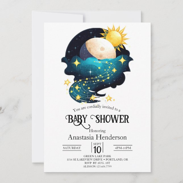 Mystical Dreamy Stars Baby Shower Invitation (Front)