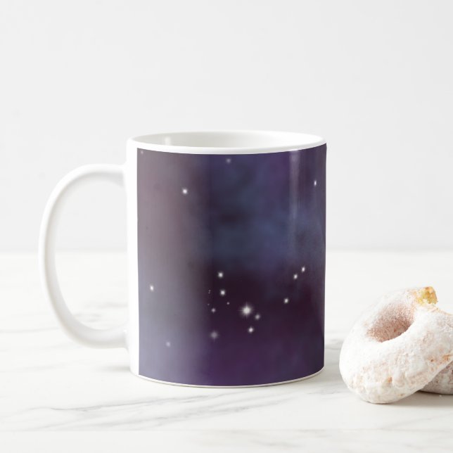 Mystical Dusty Violet Galaxy Coffee Mug (With Donut)