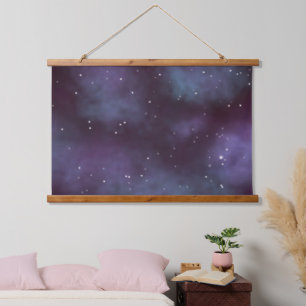 Mystical Dusty Violet Galaxy Hanging Tapestry