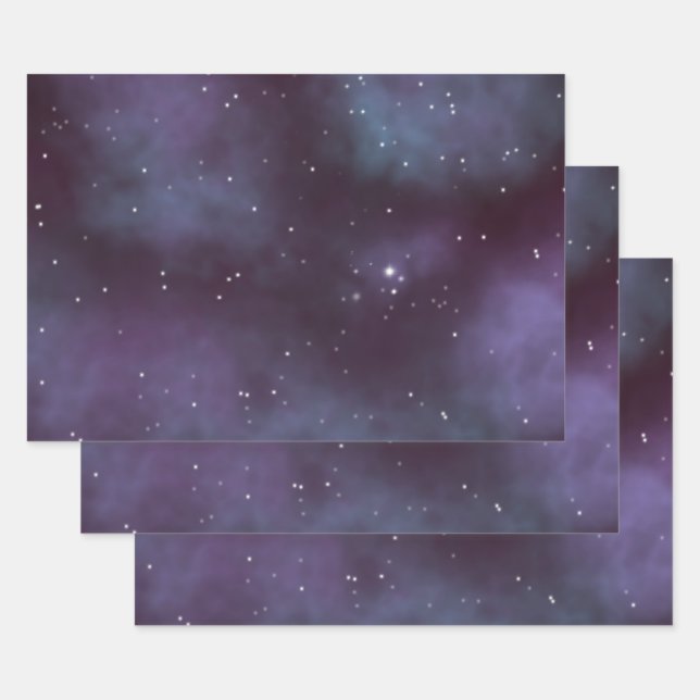 Mystical Dusty Violet Galaxy Wrapping Paper Sheet (Set)